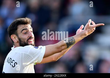 Bruno Fernandes of Manchester United - AFC Bournemouth v Manchester United, Premier League, Vitality Stadium, Bournemouth, UK - 13th April 2024 Editorial Use Only - DataCo restrictions apply Stock Photo