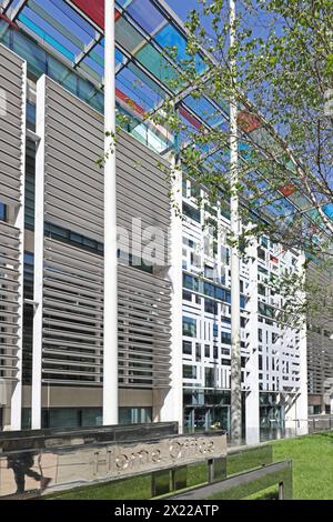 The UK Home Office building at 2 Marsham Street, London. Designed by architect Terry Farrell. Main elevation and entrance. Stock Photo