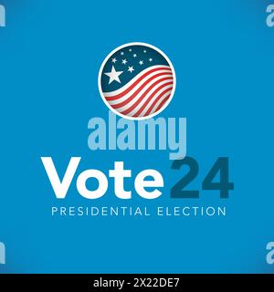 Voting 2024 Icon - Vote, Government, and Patriotic Symbolism and Colors Stock Vector