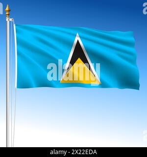 Saint Lucia, official national waving flag, caribbean country, vector illustration Stock Vector