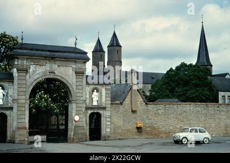 View from south to the gate and the basilica of the monastery Steinfeld in Kall. [automated translation] Stock Photo