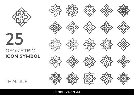 geometric icon symbol set for pattern, logo, decoration vector thin line illustration Stock Vector
