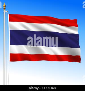 Thailand, official national waving flag, asiatic country, vector illustration Stock Vector