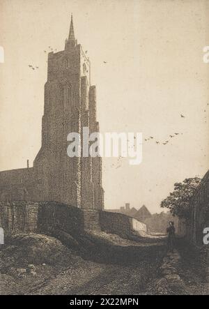 Ashwell, 1914. A grand, late gothic church, almost in inverse proportion to the insignificance of this charming, north Hertfordshire village, not far from Griggs's birthplace. It has the tallest tower in the county, and Griggs's spectacular manipulation of scale and silhouette certainly doesn't stint on this. Stock Photo