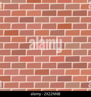 Red brick wall texture. Seamless background. Vector illustration Stock Vector