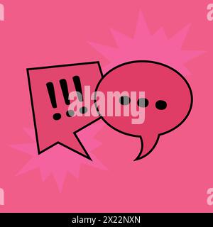 Communication speech bubbles on red background. Vector illustration Stock Vector