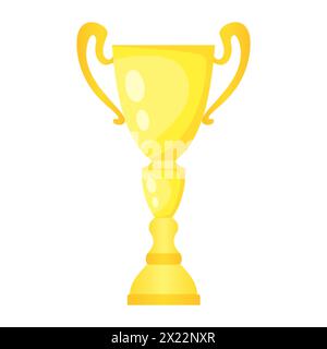 Vector golden trophy champion cup. Championship prize for first place. Victory symbol isolated on white background. Stock Vector