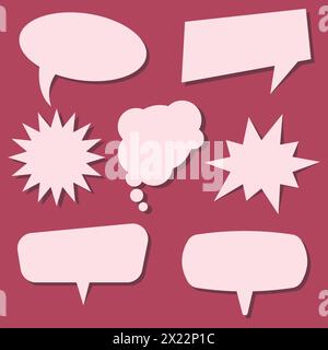 Set of speech bubbles on a red background. Speech bubbles without phrases. Vector illustration. Stock Vector