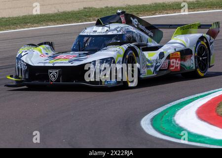 Imola, Italy. 19th Apr, 2024. PEUGEOT TOTALENERGIES (FRA), Peugeot 9X8 - Paul Di Resta (GBR), Loic Duval (FRA), Stoffel Vandoorne (BEL) during the 6 Hours of Imola, 2nd round of the 2024 FIA World Endurance Championship, at International Circuit Enzo and Dino Ferrari, Imola, Italy on April 19, 2024 during WEC - 6 Hours of Imola, Endurance race in Imola, Italy, April 19 2024 Credit: Independent Photo Agency/Alamy Live News Stock Photo