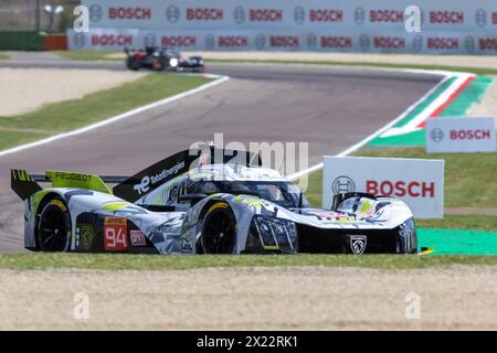 Imola, Italy. 19th Apr, 2024. PEUGEOT TOTALENERGIES (FRA), Peugeot 9X8 - Paul Di Resta (GBR), Loic Duval (FRA), Stoffel Vandoorne (BEL) during the 6 Hours of Imola, 2nd round of the 2024 FIA World Endurance Championship, at International Circuit Enzo and Dino Ferrari, Imola, Italy on April 19, 2024 during WEC - 6 Hours of Imola, Endurance race in Imola, Italy, April 19 2024 Credit: Independent Photo Agency/Alamy Live News Stock Photo