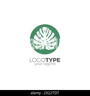 Monstera Leaf Logo Simple. Monstera Vector Illustration Stock Vector