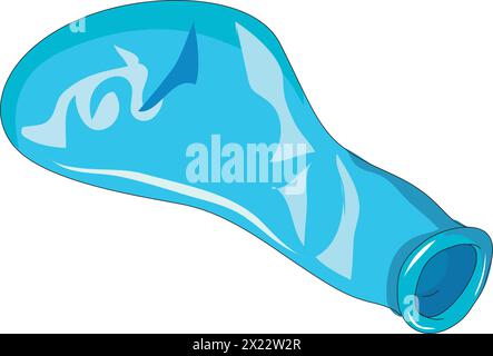 Flat blue balloon deflated vector illustration Stock Vector