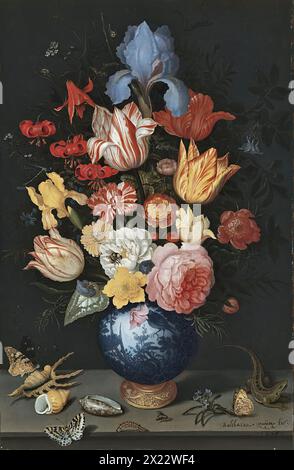 Chinese Vase with Flowers, Shells and Insects, 1628. Stock Photo