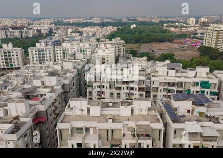 Aerial view of Baroda, also known as Vadodara, indian city in the state of Gujarat in India. New residential buildings and real estate development Stock Photo