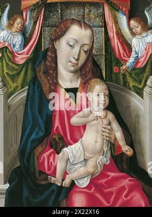 The Virgin and Child with Two Angels, 1480. Stock Photo