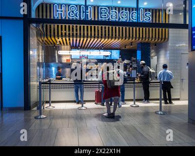 A branch of H&H Bagels in the Moynihan Train Hall at Penn Station in New York on Saturday, April 13, 2024. (© Richard B. Levine) Stock Photo