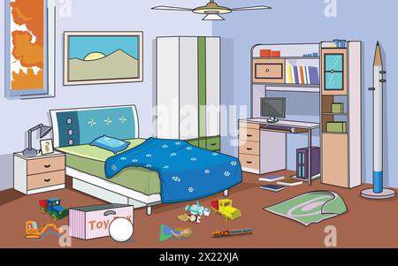 Vector messy room vector illustration Stock Vector