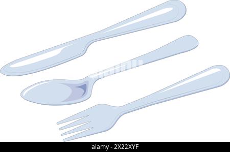 Vector illustration showing fork, knife and spoon Stock Vector