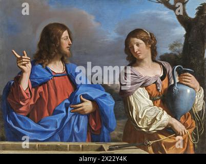 Christ and the Woman of Samaria at the Well, 1640. The meeting between Christ and the woman of Samaria at the well is only recounted in the Gospel of Saint John. Stock Photo