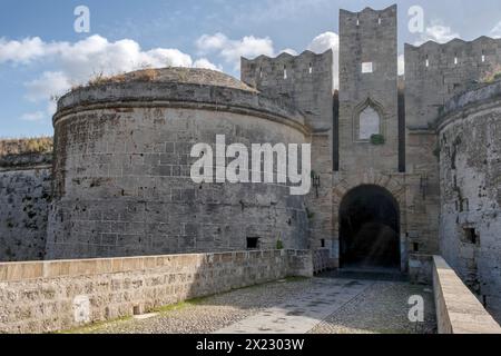 Amboise Gate by the Outer City Wall, Rhodes Town, Rhodes, Greece Stock Photo