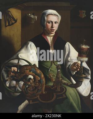Portrait of a Lady spinning, 1531. Stock Photo