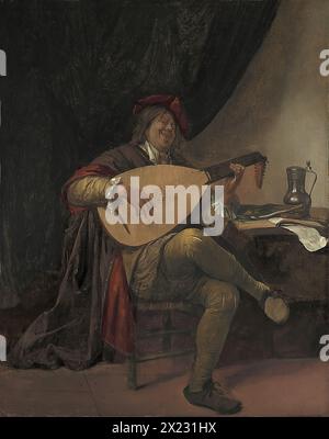 Self- Portrait playing the Lute, 1663. Stock Photo