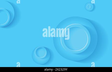 Circles abstract background pattern design. Dynamic blue circle shape with shadow Stock Vector