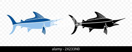 Marlin or swordfish, nature and wildlife, graphic design. Fish and  sea fish, fishing, animal, vector design and illustration Stock Vector