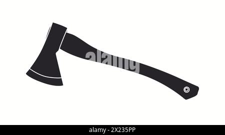 Vector Isolated Illustration of a Axe. Black and white editable illustration Stock Vector