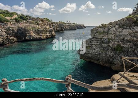 Rocky sea bay &quot;Cala en Brut&quot;, Torre del Ram, Menorca, Balearic Islands, Spain, Europe Stock Photo