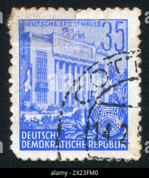 GERMANY - CIRCA 1953: stamp printed by Germany, shows Sports Hall, Berlin, circa 1953 Stock Photo