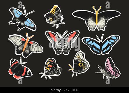 Bitmap Images Butterfly Butterfly Texture Vintage Insect Collage Art Grunge Halftone Retro Y2K ...
