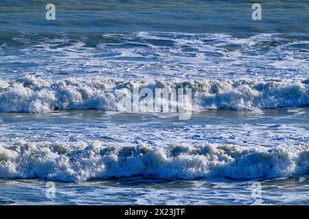 Italy, Sicily Channel, rough Mediterranean sea in winter Stock Photo