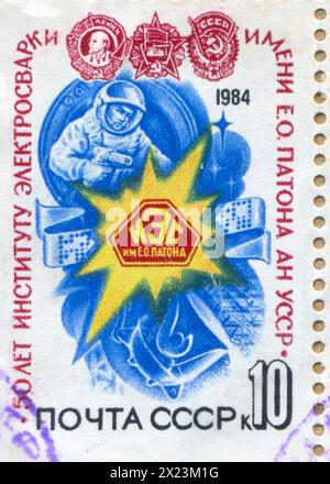 RUSSIA - CIRCA 1984: stamp printed by Russia, shows Paton Institute of electric welding, circa 1984 Stock Photo