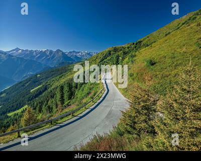 Zillertaler Höhenstraße leads to the Zillertal Alps, from the Zillertaler Höhenstraße, Tuxer Alpen, Zillertal, Tyrol, Austria Stock Photo