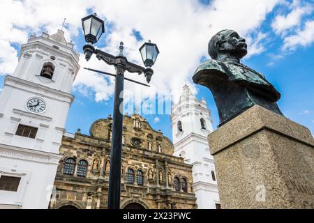 Bust of Manuel Amador Guerrero, first president, Cathedral Basilica of Santa Maria la Antigua, Panama City, Panama, America Stock Photo