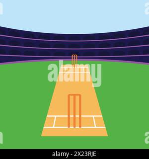 Cricket stadium illustration vector Cricket Pitch Icons Vector Cricket Sports Stock Vector
