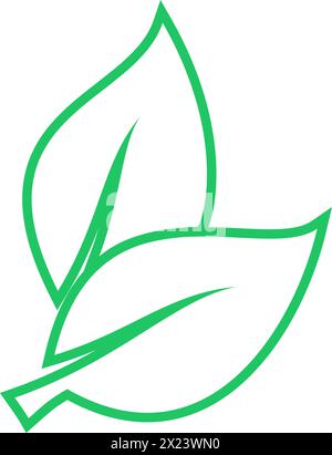 Linear green leaves icon as environmental preservation symbol Stock Vector