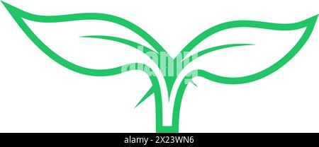 Linear green leaf icon as an issues of environmental pollution Stock Vector