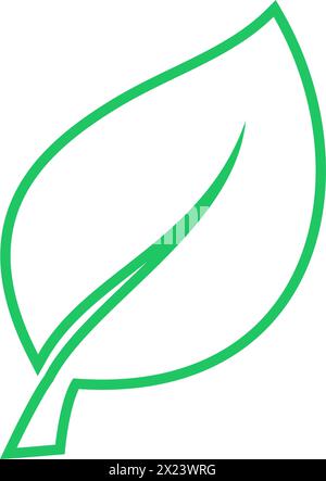 Linear green leaf icon as an environment responsibility concept Stock Vector