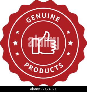 Genuine Products sign, Genuine product badge, Golden Premium Seal, Genuine stamp label, Original Products label Stock Vector