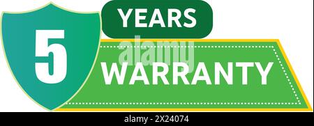 5 year warranty, warranty seal stamp, warranty colorful badge, five year cover symbol Stock Vector