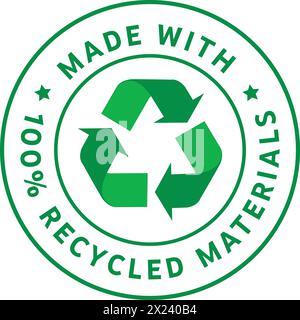 Made with recycled material, recycled material sign, recycled symbol seal Stock Vector