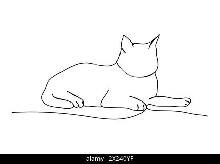 Cat. One Line Drawing Animation, Video Clip With Alpha Channel Stock 