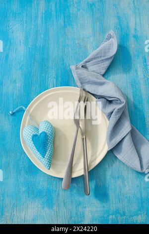 Table decoration for the Valentine's Day holiday dinner Stock Photo
