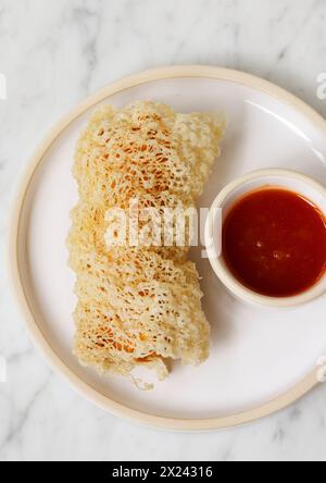 Chinese spring rolls with sweet and sour sauce Stock Photo