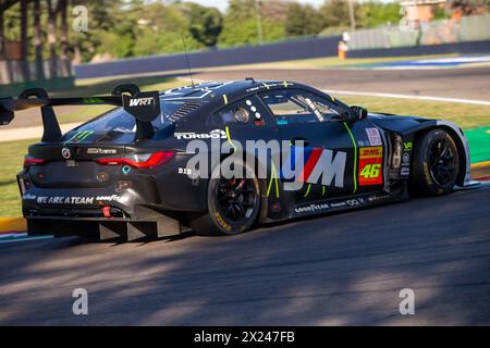 Imola, Italy. 19th Apr, 2024. TEAM WRT (BEL), BMW M4 - Ahmad Al Harthy (OMN), Valentino Rossi (ITA), Maxime Martin (BEL) during the 6 Hours of Imola, 2nd round of the 2024 FIA World Endurance Championship, at International Circuit Enzo and Dino Ferrari, Imola, Italy on April 19, 2024 during WEC - 6 Hours of Imola, Endurance race in Imola, Italy, April 19 2024 Credit: Independent Photo Agency/Alamy Live News Stock Photo