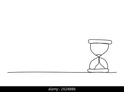 Hourglass, one line drawing vector illustration. Stock Vector