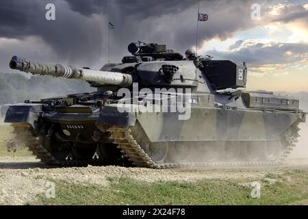 Modern day British Army Chieftain tank on manouvers in Europe. Stock Photo