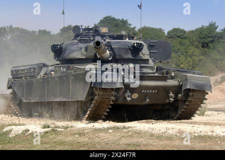 Modern day British Army Chieftain tank on manouvers in Europe. Stock Photo